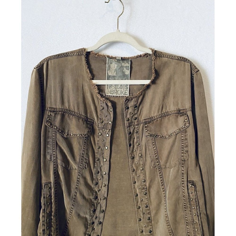 Young Fabulous and Broke Ryder Jacket Womens Medium Studded Open Front Boho - Picture 3 of 8